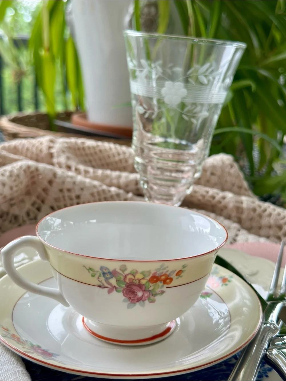 Vintage Shelton Japan Tea Cup Saucer Set Tea For Three Cottagecore Floral